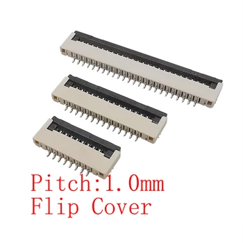 10Pcs/lot Pitch 1mm FPC FFC Flat Cable Socket Flip Cover Female Jack Connector 4P 6P 8P 10P 12P 14P 16P 18P 20P 24P 26P 30Pin