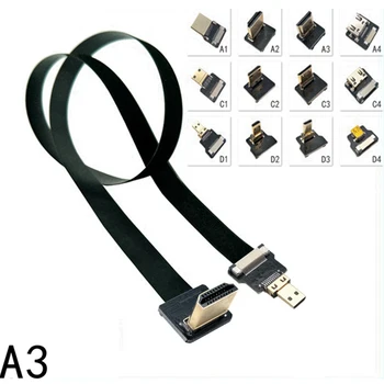 A3 HD HDMI kabelis / standartinis mini mikro minkštas kabelis 5/10/15/20/25/30/50CM Lengvas ir plonas lankstus laidas aerofotografavimui
