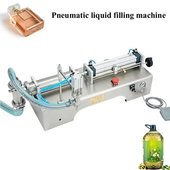 Karštas pardavimas Pneumatinis pieno mineralinio vandens pildymo mašina Vienos galvutės skysčio pildymo mašina Pedalo tipas Kiekybinė pildymo mašina