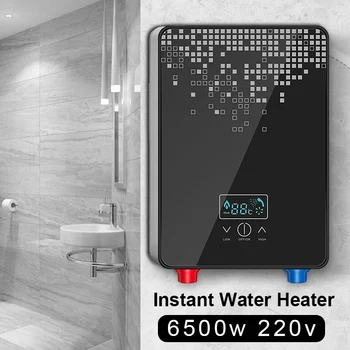 Momentinis elektrinis vandens šildytuvas Dušas Vonios maišytuvai Virtuvės vandentiekio vandens šildytuvas 220V 6500W Skaitmeninis ekranas Temperatūra Automatica