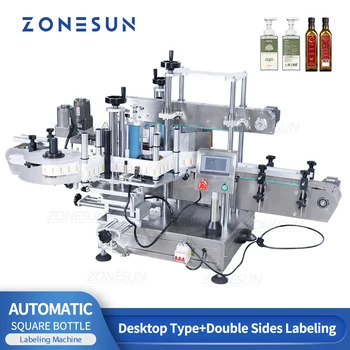 ZONESUN ZS-TB300M didelės spartos automatinė kvadratinių butelių ženklinimo mašina vienpusis arba dvipusis lipdukų etikečių aplikatorius