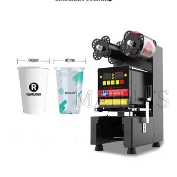 komercinis puodelių sandarinimo aparatas visiškai automatinis burbulinės arbatos aparatas, skirtas 9/9.5/8.8 pp/pe/popieriniam pieno arbatos puodeliui Boba arbatos aparatas