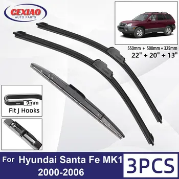 skirta Hyundai Santa Fe MK1 2000-2006 Automobilio priekinio galinio valytuvo šluotelės Minkštos gumos priekinio stiklo valytuvai Automatinis priekinis stiklas 22